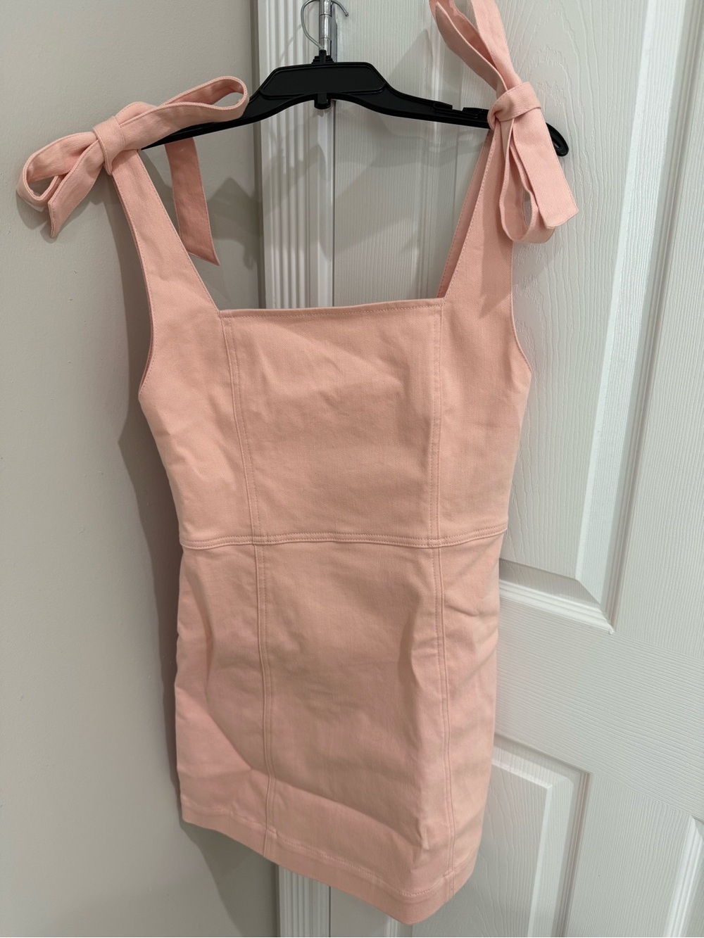 Alice + Olivia Jean Women's Pink Tie-Shoulder Square Neck Dress